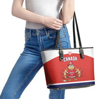 Canada Ice Hockey Leather Tote Bag Maple Leaf Turkey Mascot