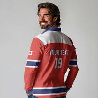 Canada Ice Hockey Custom Long Sleeve Polo Shirt Maple Leaf Turkey Mascot