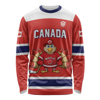 Canada Ice Hockey Custom Long Sleeve Shirt Maple Leaf Turkey Mascot
