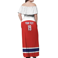 Canada Ice Hockey Custom Off Shoulder Maxi Dress Maple Leaf Turkey Mascot