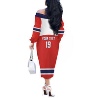 Canada Ice Hockey Custom Off The Shoulder Long Sleeve Dress Maple Leaf Turkey Mascot