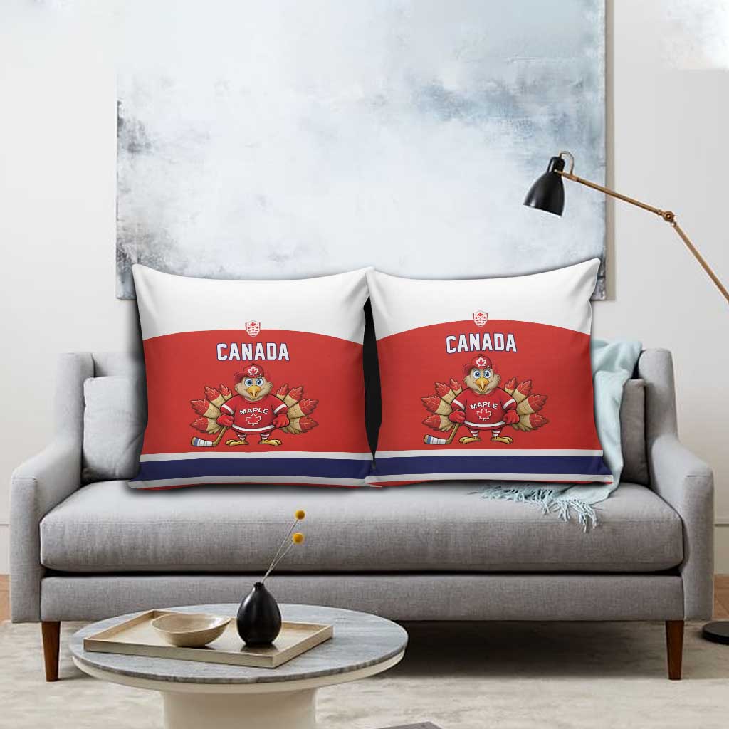 Canada Ice Hockey Pillow Cover Maple Leaf Turkey Mascot