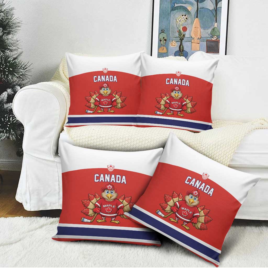 Canada Ice Hockey Pillow Cover Maple Leaf Turkey Mascot