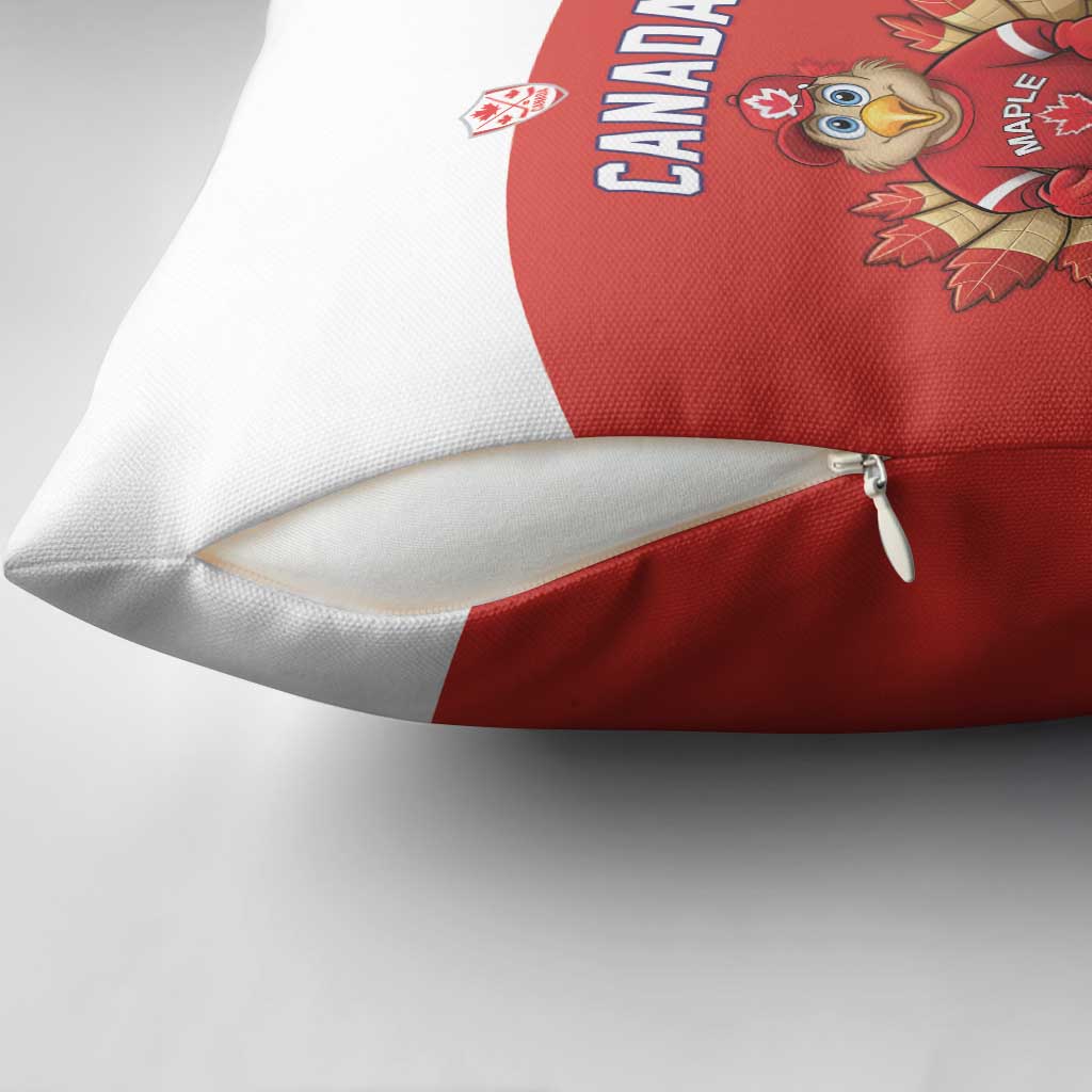 Canada Ice Hockey Pillow Cover Maple Leaf Turkey Mascot