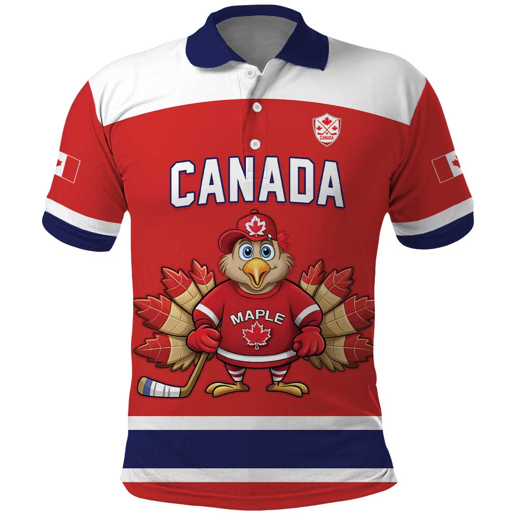 Canada Ice Hockey Custom Polo Shirt Maple Leaf Turkey Mascot
