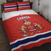 Canada Ice Hockey Quilt Bed Set Maple Leaf Turkey Mascot