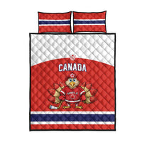 Canada Ice Hockey Quilt Bed Set Maple Leaf Turkey Mascot