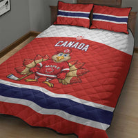 Canada Ice Hockey Quilt Bed Set Maple Leaf Turkey Mascot