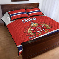 Canada Ice Hockey Quilt Bed Set Maple Leaf Turkey Mascot