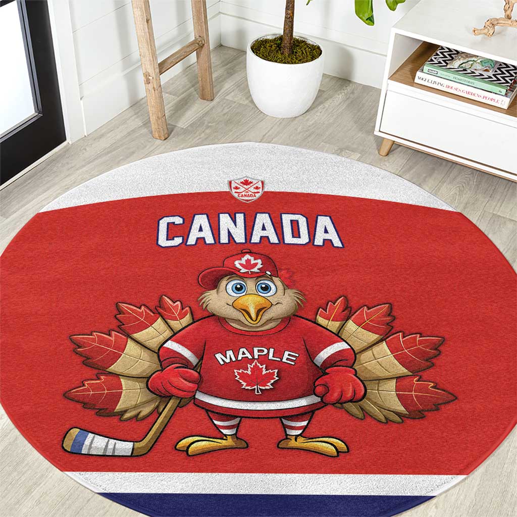 Canada Ice Hockey Round Carpet Maple Leaf Turkey Mascot