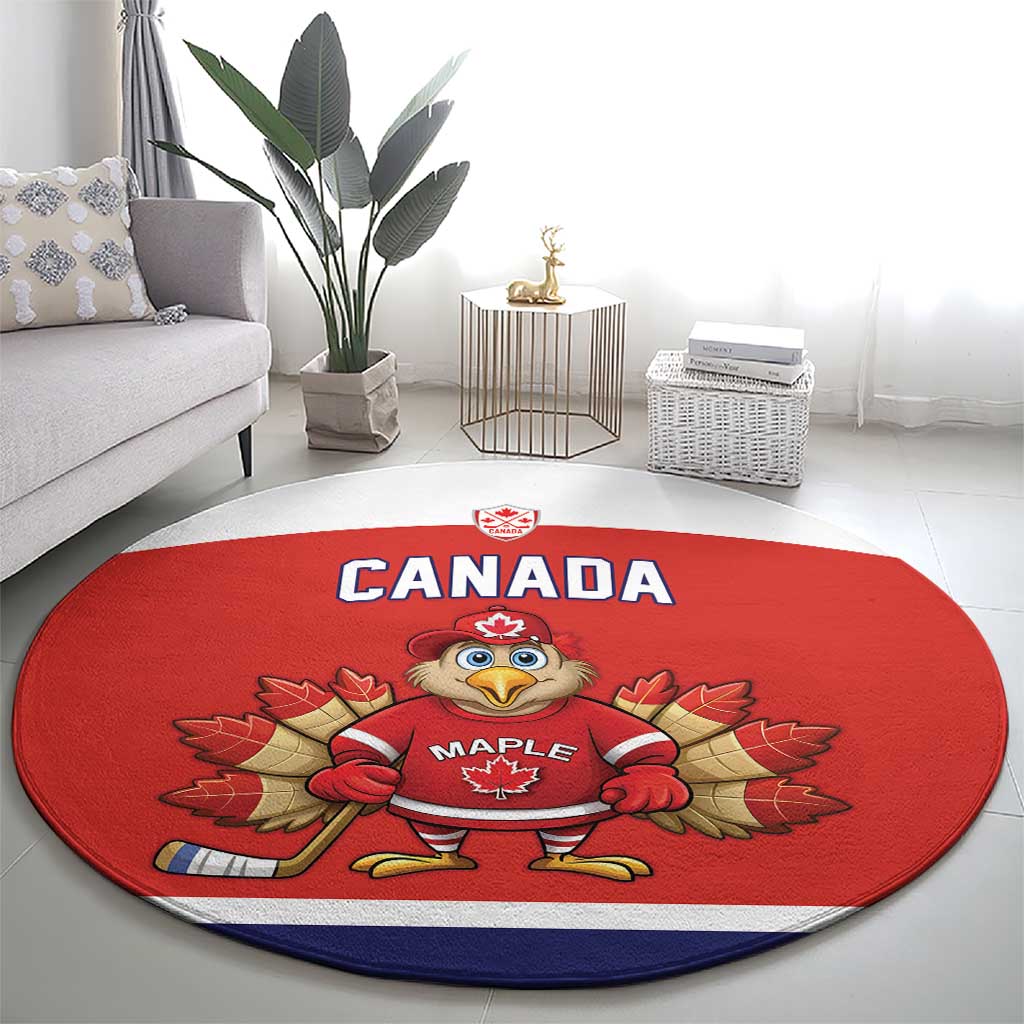 Canada Ice Hockey Round Carpet Maple Leaf Turkey Mascot
