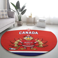 Canada Ice Hockey Round Carpet Maple Leaf Turkey Mascot
