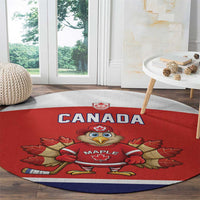 Canada Ice Hockey Round Carpet Maple Leaf Turkey Mascot