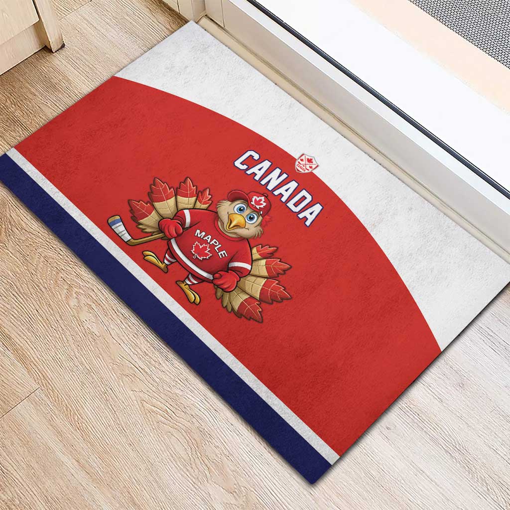 Canada Ice Hockey Rubber Doormat Maple Leaf Turkey Mascot