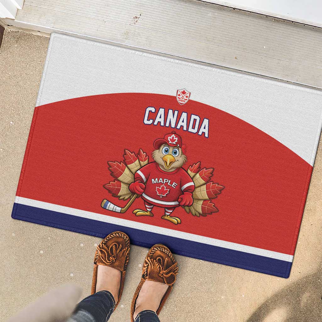 Canada Ice Hockey Rubber Doormat Maple Leaf Turkey Mascot
