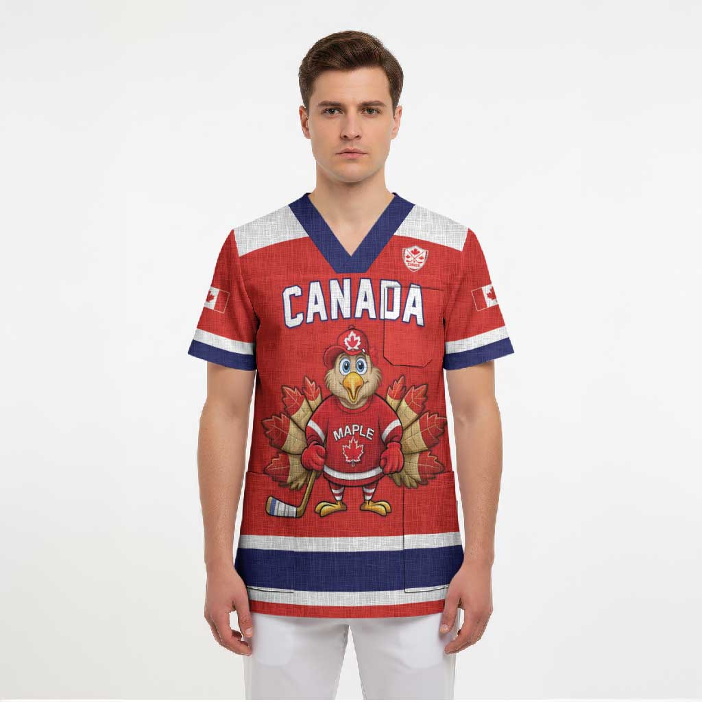 Canada Ice Hockey Custom Scrub Top Maple Leaf Turkey Mascot