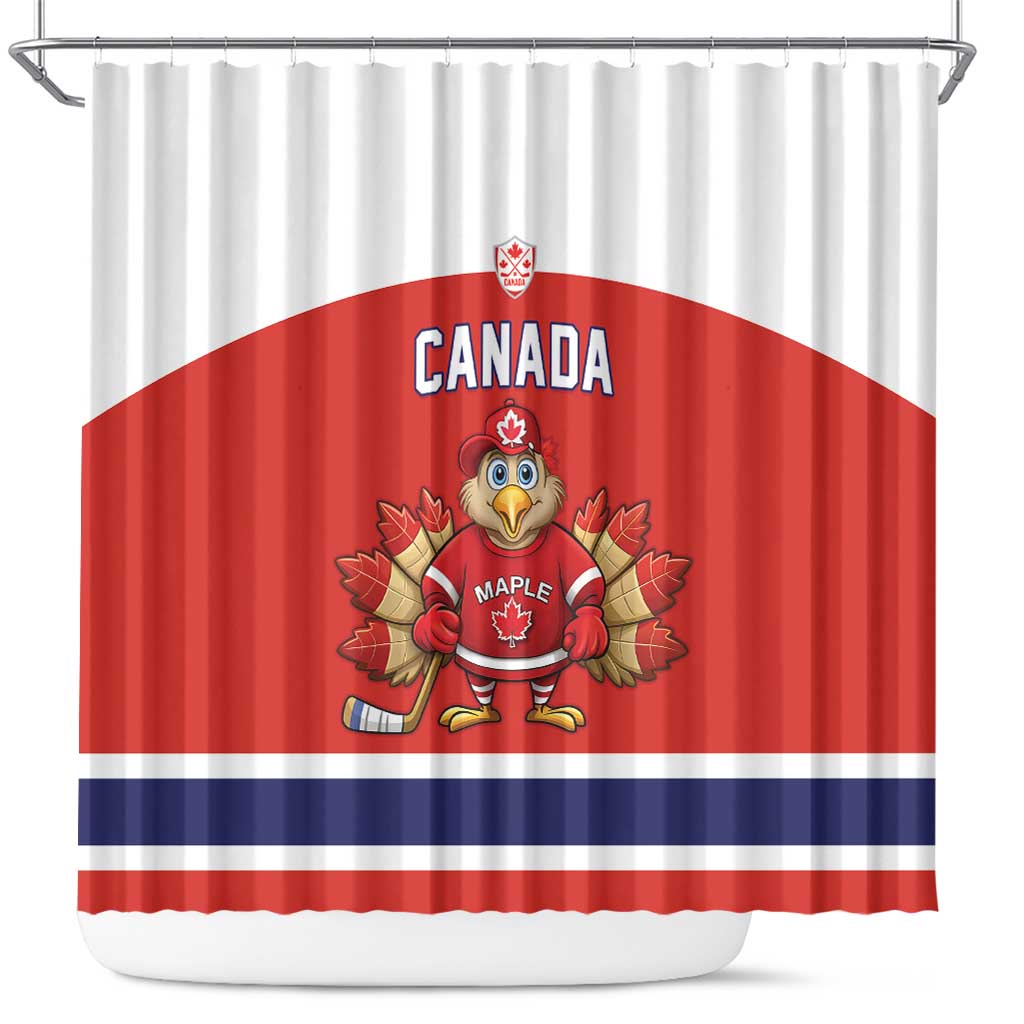 Canada Ice Hockey Shower Curtain Maple Leaf Turkey Mascot
