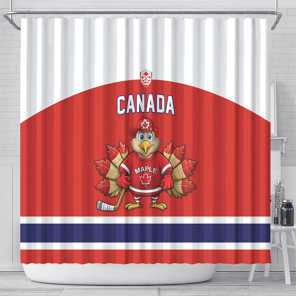 Canada Ice Hockey Shower Curtain Maple Leaf Turkey Mascot