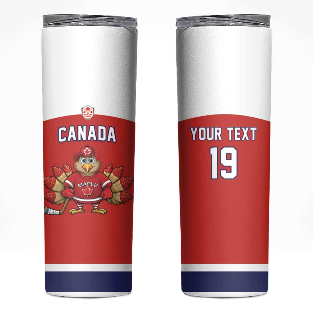 Canada Ice Hockey Custom Skinny Tumbler Maple Leaf Turkey Mascot
