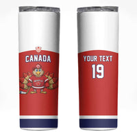 Canada Ice Hockey Custom Skinny Tumbler Maple Leaf Turkey Mascot