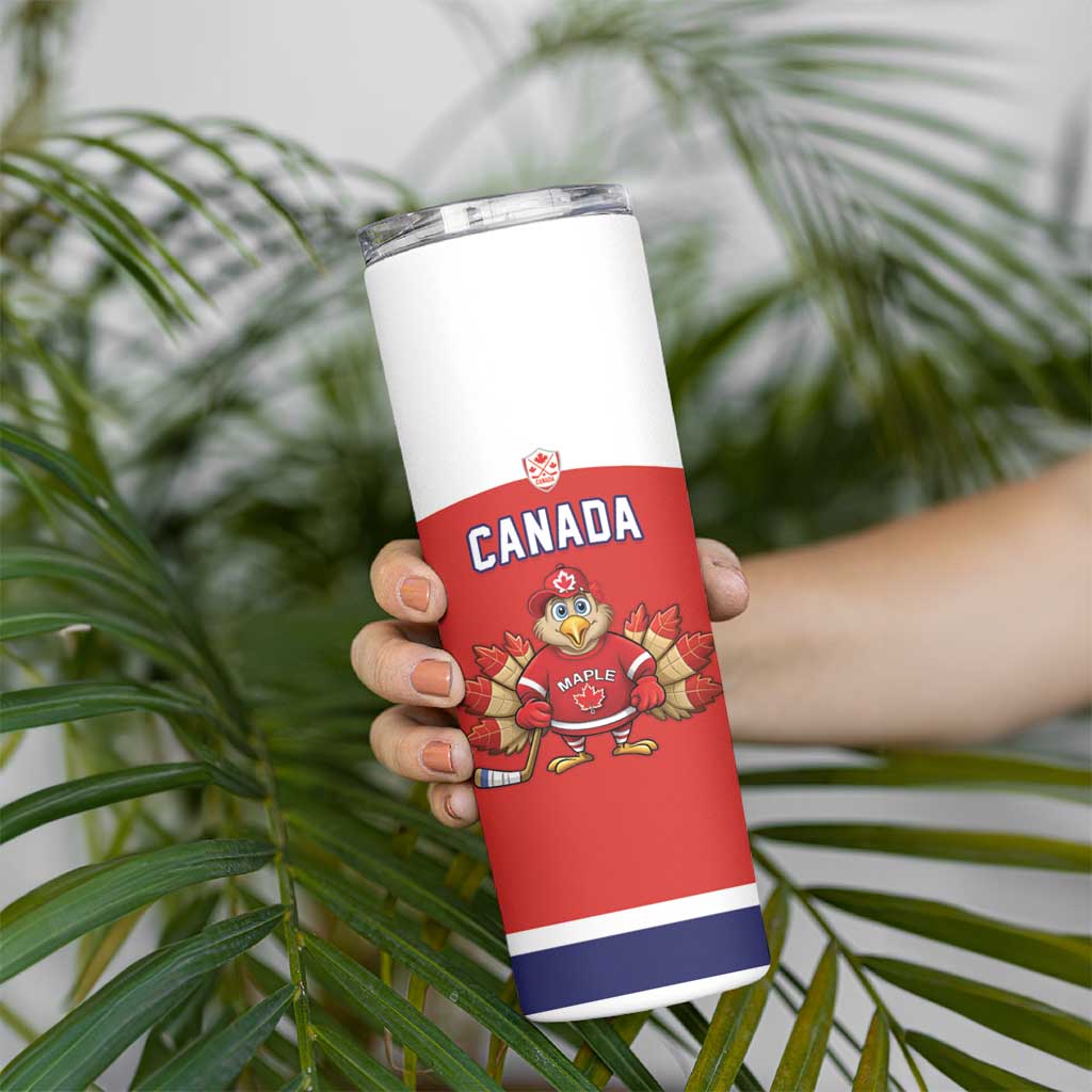 Canada Ice Hockey Custom Skinny Tumbler Maple Leaf Turkey Mascot