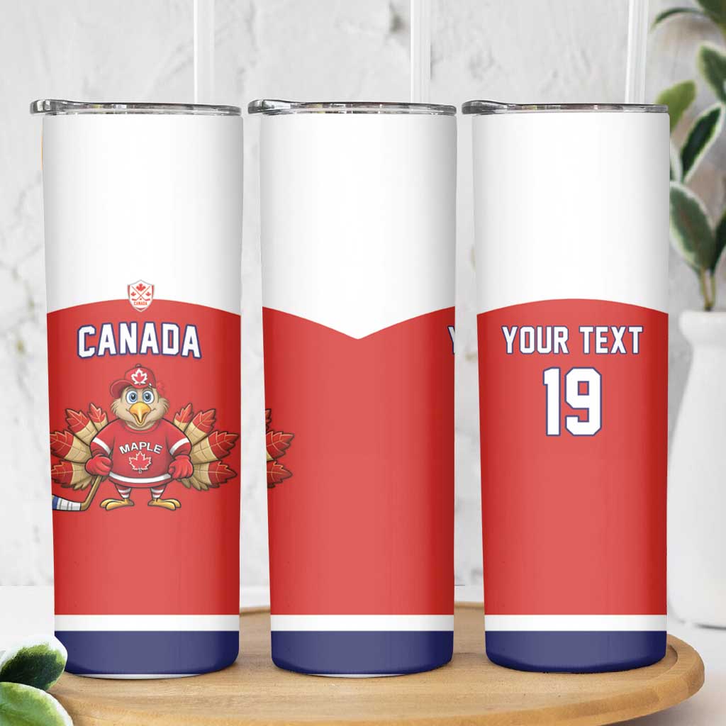 Canada Ice Hockey Custom Skinny Tumbler Maple Leaf Turkey Mascot