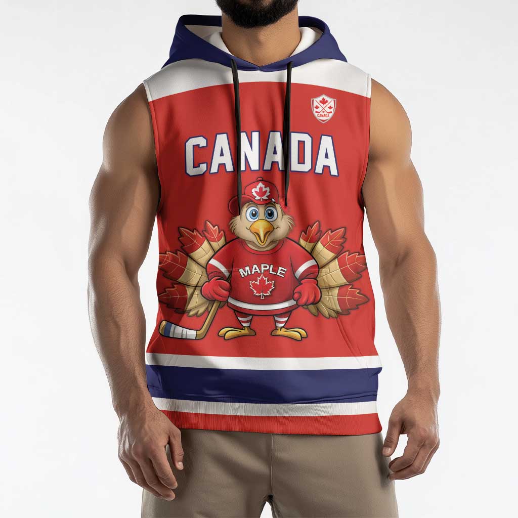 Canada Ice Hockey Custom Sleeveless Hoodie Maple Leaf Turkey Mascot