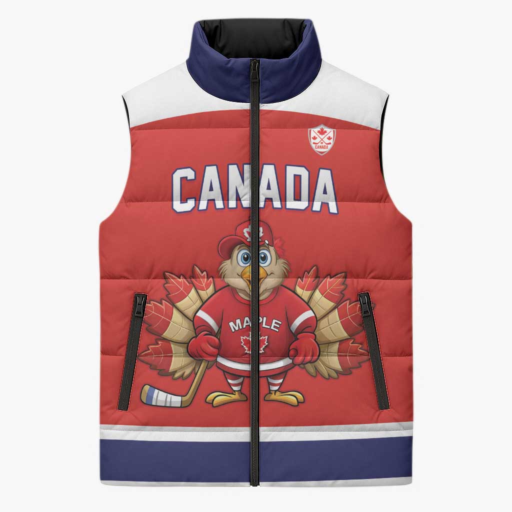 Canada Ice Hockey Custom Sleeveless Puffer Jacket Maple Leaf Turkey Mascot
