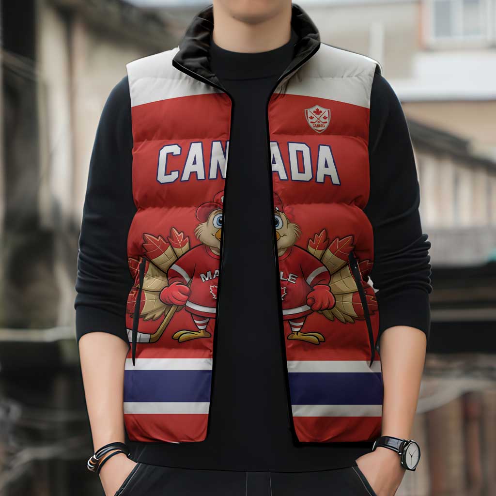 Canada Ice Hockey Custom Sleeveless Puffer Jacket Maple Leaf Turkey Mascot