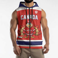 Canada Ice Hockey Custom Sleeveless Zip Hoodie Maple Leaf Turkey Mascot