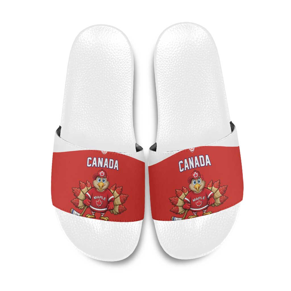 Canada Ice Hockey Slide Sandals Maple Leaf Turkey Mascot