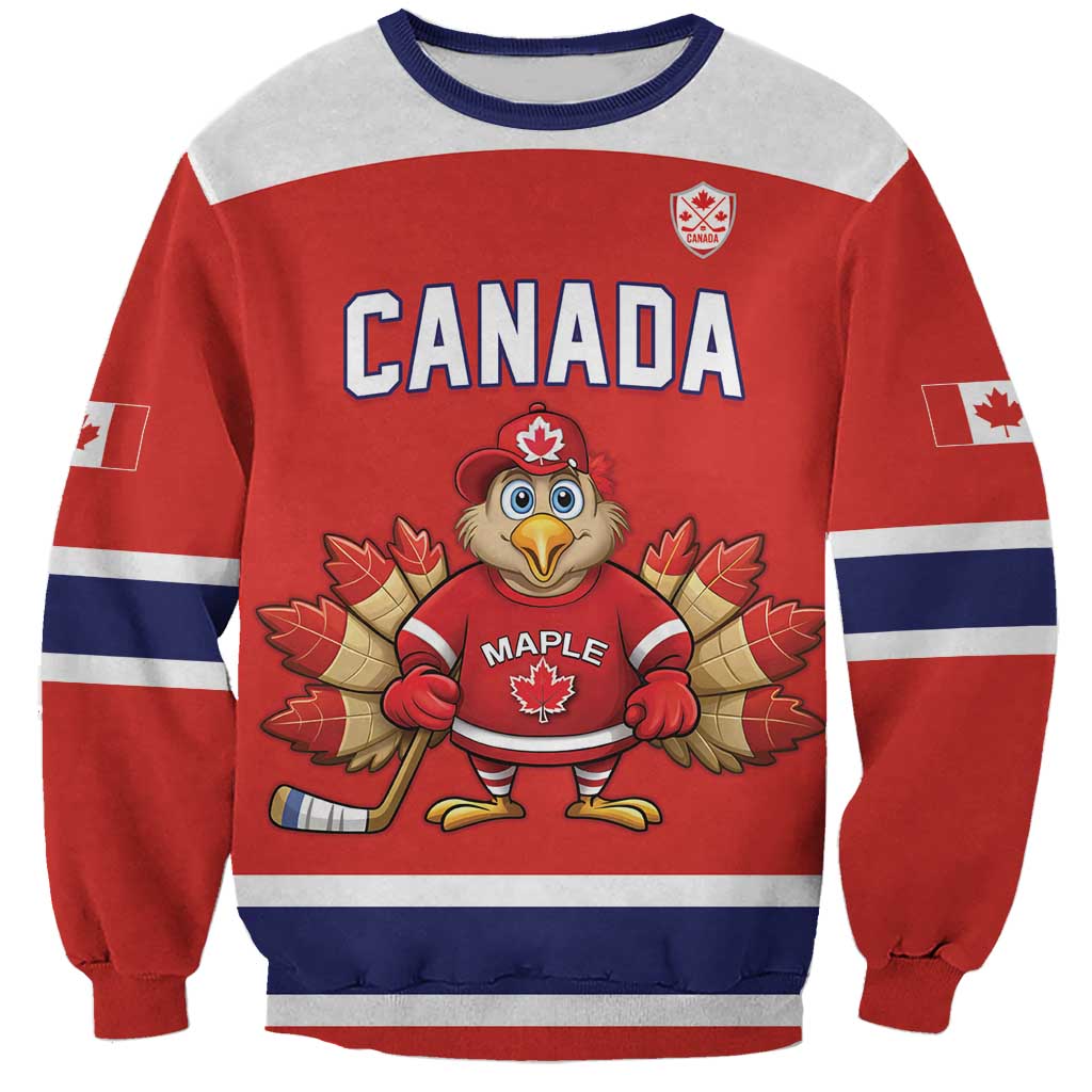 Canada Ice Hockey Custom Sweatshirt Maple Leaf Turkey Mascot
