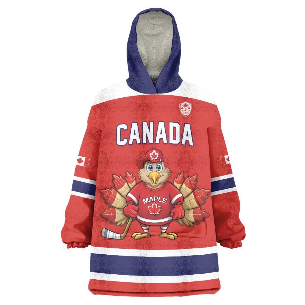 Canada Ice Hockey Custom Wearable Blanket Hoodie Maple Leaf Turkey Mascot