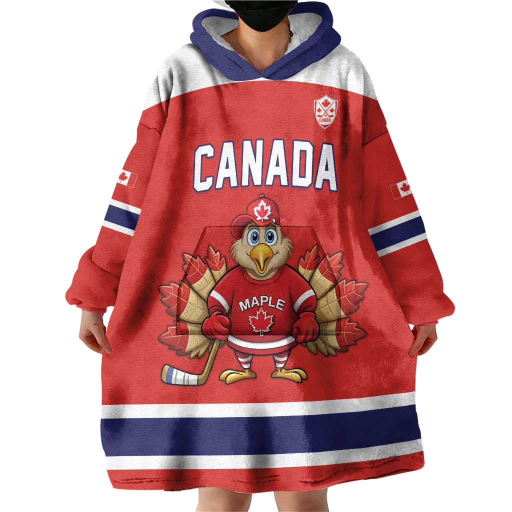 Canada Ice Hockey Custom Wearable Blanket Hoodie Maple Leaf Turkey Mascot