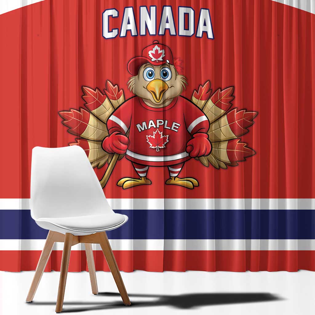 Canada Ice Hockey Window Curtain Maple Leaf Turkey Mascot