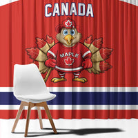Canada Ice Hockey Window Curtain Maple Leaf Turkey Mascot