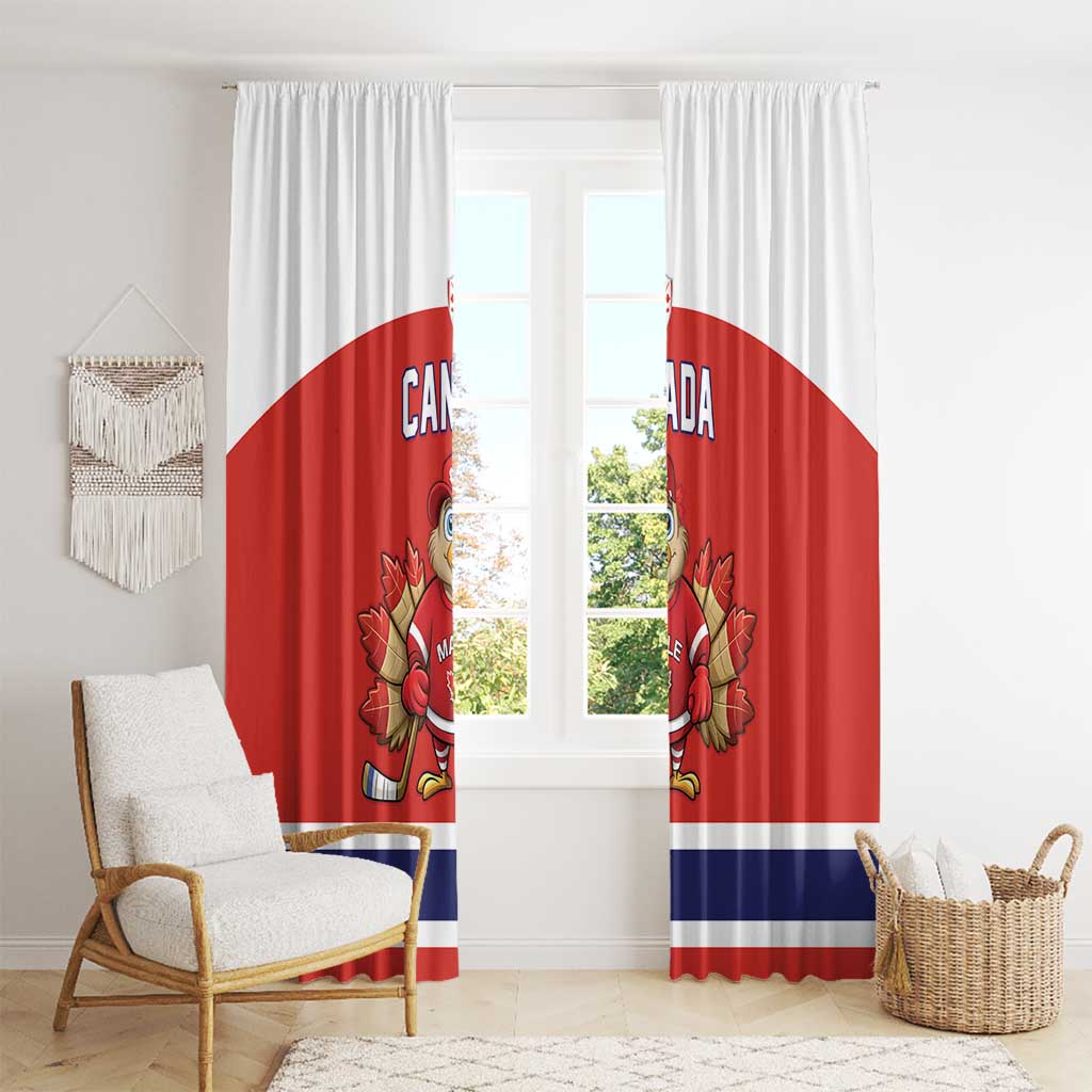 Canada Ice Hockey Window Curtain Maple Leaf Turkey Mascot