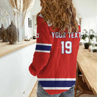 Canada Ice Hockey Custom Women Casual Shirt Maple Leaf Turkey Mascot