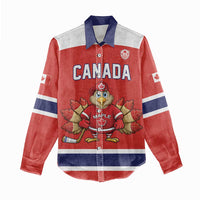 Canada Ice Hockey Custom Women Casual Shirt Maple Leaf Turkey Mascot