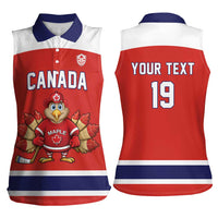Canada Ice Hockey Custom Women Sleeveless Polo Shirt Maple Leaf Turkey Mascot