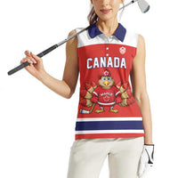 Canada Ice Hockey Custom Women Sleeveless Polo Shirt Maple Leaf Turkey Mascot