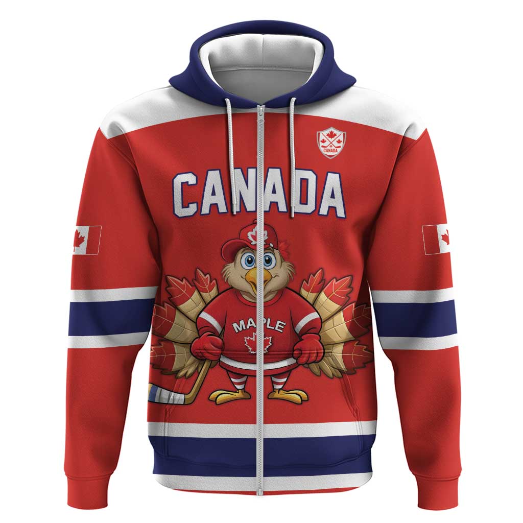 Canada Ice Hockey Custom Zip Hoodie Maple Leaf Turkey Mascot