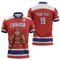 Canada Ice Hockey Custom Zipper Polo Shirt Maple Leaf Turkey Mascot