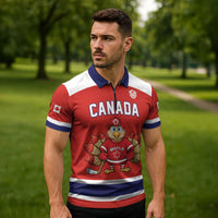 Canada Ice Hockey Custom Zipper Polo Shirt Maple Leaf Turkey Mascot