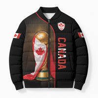 Personalized Canada Football 2026 Bomber Puffer Jacket Trophy Flag Pride Art
