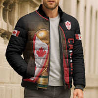 Personalized Canada Football 2026 Bomber Puffer Jacket Trophy Flag Pride Art