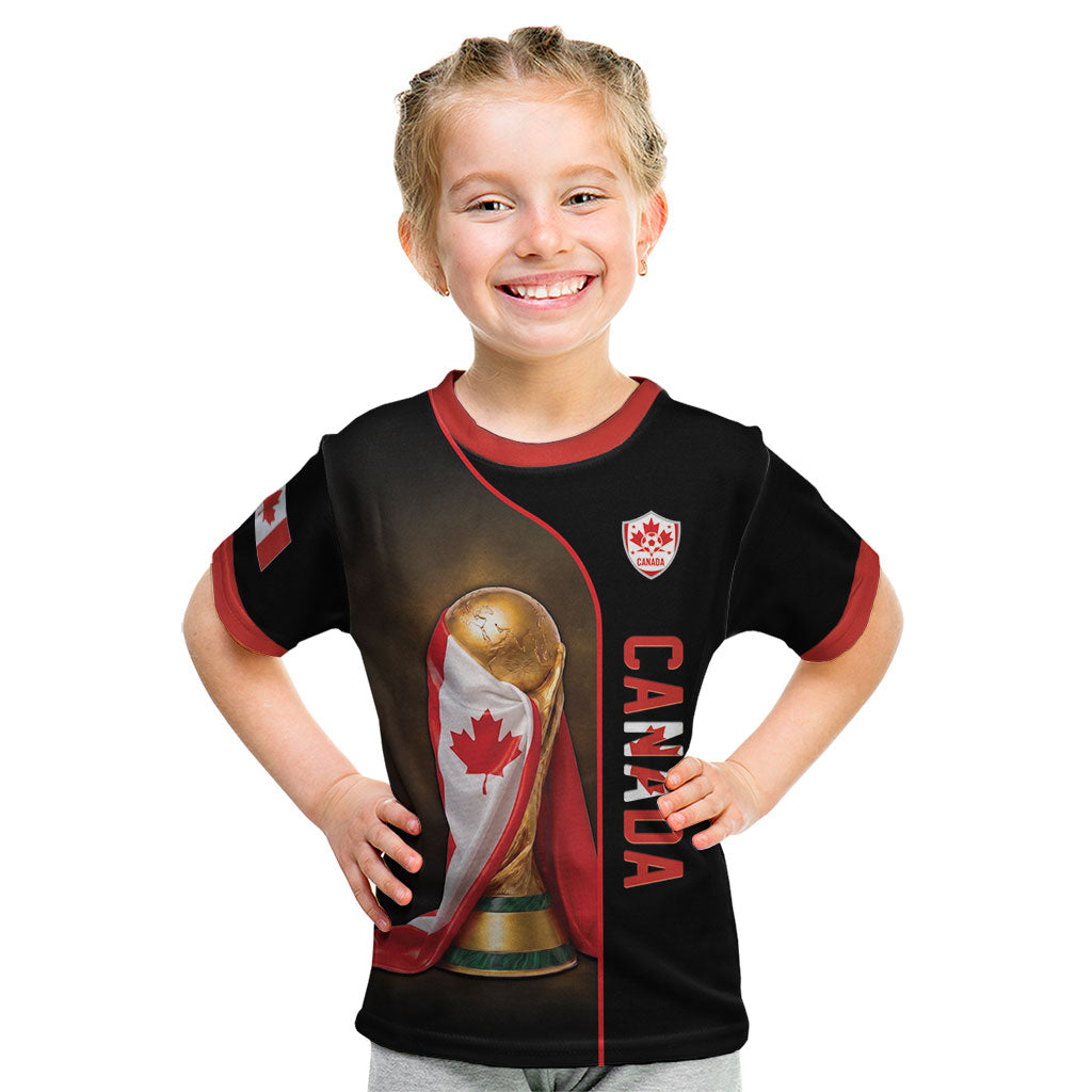 Personalized Canada Football 2026 Kid T Shirt Trophy Flag Pride Art