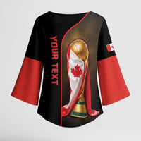 Personalized Canada Football 2026 Kimono Sleeve Blouse Trophy Flag Pride Art