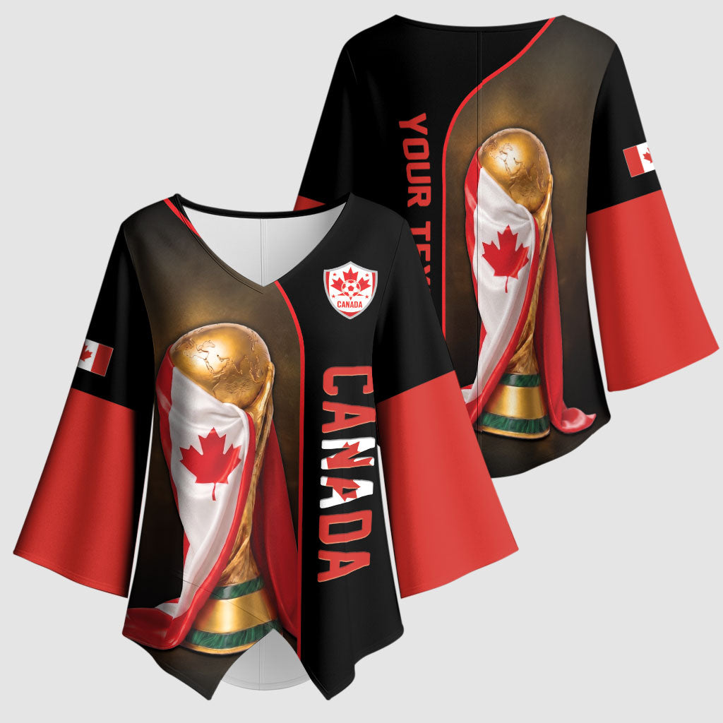 Personalized Canada Football 2026 Kimono Sleeve Blouse Trophy Flag Pride Art
