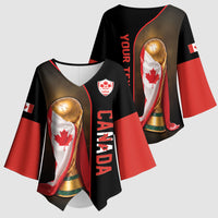Personalized Canada Football 2026 Kimono Sleeve Blouse Trophy Flag Pride Art